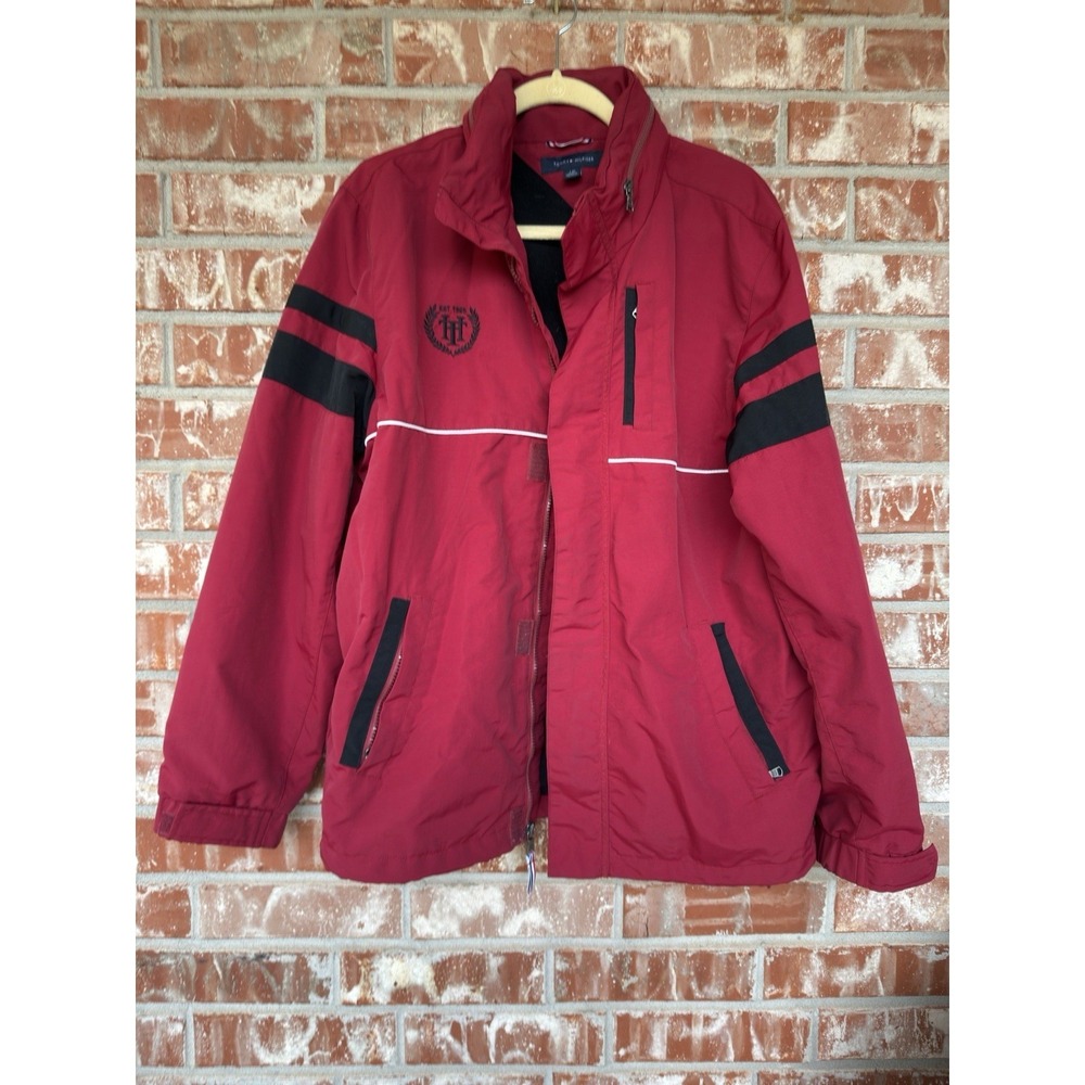 Y2K Tommy Hilfiger Men's Winter Ski Snowboard Coat Jacket Red LARGE Lined